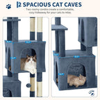 Light Blue 61" Heavy Duty Cat Tree for Large Indoor Cats & Maine Coon, Multi-Level Sturdy Cat Tower with Extra Large Perch, 2 Spacious Condos, Natural Sisal Scratching Posts & Interactive Toys