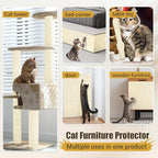 Cat Scratch Couch Furniture Protector, 90" x 16" Trimmable Anti-Scratch Couch Protector from Cat Claws with Double Self-Adhesive Carpet, Great for Sofa & Indoor Wooden Furniture (Off White)