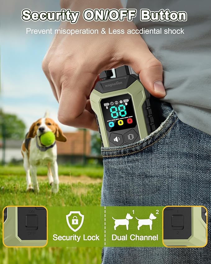 Dog Shock Collar with Remote Control, 4000FT Dog Training Collar with Beep(1-9) & Vibration(1-9) & Safe Static(1-99), IPX7 Waterproof & Rechargeable Shock Collar for Dogs All Breeds 10-120lbs