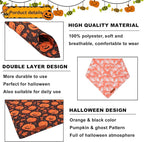 ADOGGYGO Halloween Dog Bandana, Pumpkin Ghost Pet Scarf, Orange Black Halloween Bandanas for Small Dogs Puppies (Small)