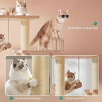 YITAHOME Stable Pine Wood Cat Tree, Multi-Level Cat Tower with Cat House, Observation Perches, Plush Bed, Sisal Scratching Posts & Interactive Balls, Cat Furniture