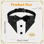 Dog Tuxedo Bandana Collar with Bow Tie, Adjustable Formal Suit Costume for Small Medium Large Dogs, Wedding Engagement Birthday Pet Outfit (Small)