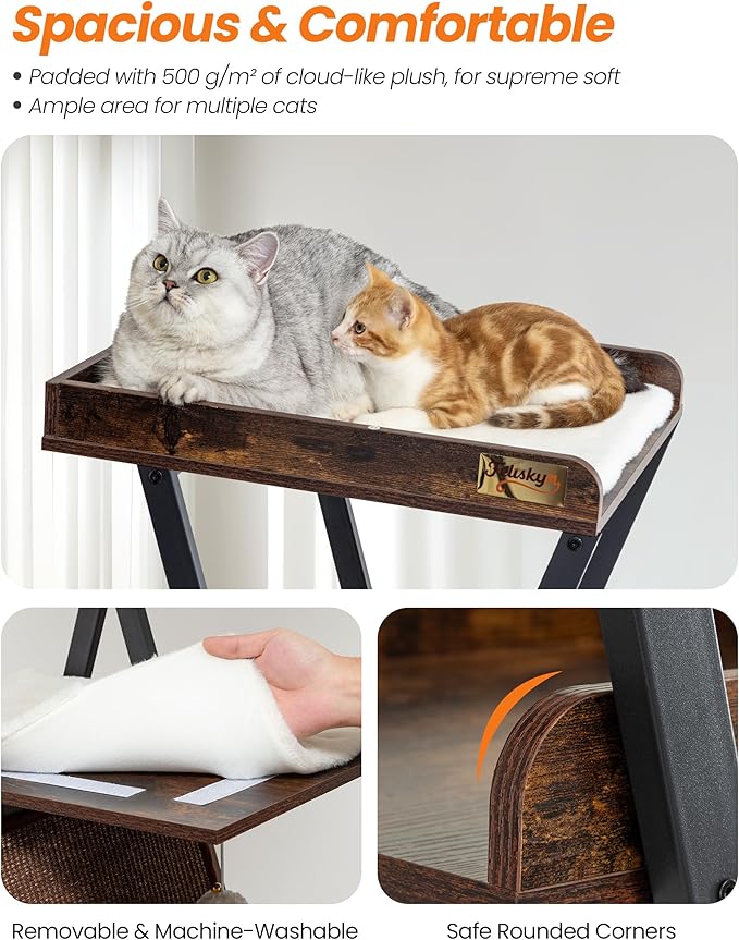 Modern Wood Cat Tree Tower for Indoor Cats Large Adult - 67 Inch Tall Multi-Level Heavy Duty Cat Condo Trees Furniture with Caves Perch Bed Scratching Board -XL Big Wooden Kitty House