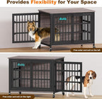 EasyCom 41"/33"/27" Dog Crate Furniture with Name Tag, Heavy Duty Dog Kennel Indoor for Medium Dogs, Double-Doors Sturdy Metal Dog Cage for Anxiety Dog, Decorate House as TV Stand, End Table