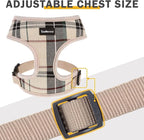 SCENEREAL Puppy Dog Harness with Leash Set for Small Medium Dogs, Soft Mesh Pet Harnesses and Leash, No Chock Plaid No Pull Vest