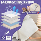 Cat Scratch Furniture Protector - Anti-Slip, Waterproof Sofa Cover to Keep Cats Off, Pet-Friendly Couch Protectors for 3 Cushion Couch, Beige Anti-Scratch Couch Cover for Pets and Kids 134"X71"