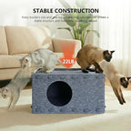 Cat Bed for Indoor Cats, Cat House for Large & Multiple Cats, Foldable Cat Bed Cave, Peekaboo Cat Hideaway, 23.6x15.8x11.8 inch, Medium Gray