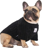 iChoue Pet Dog Winter Warm Sweater Clothes Turtleneck for English Bulldog Boston Terrier Corduroy Cold Weather Pullover Coat Shirt - Black/XLarge