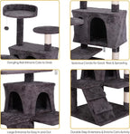 LEMY 54 Inch Cat Tree,Multi-Level Cat Tower Condo for Indoor Kittens,Dark Grey Cat House with Sisal-Covered Scratching Post for Cats to Play and Sleep