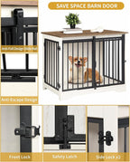 31.9" Dog Crate Furniture with Barn Door, Heavy Duty Dog Kennel Indoor with 2 Doors, Wooden Pet Cage End Table for Small Medium Dogs up to 44 lb, Anti-Chew Anti-Escape, White Brown DFC83614B