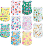 Saintrygo 10 Pcs Lovely Puppy Shirts Print Dog Clothes Breathable Summer Pet Cartoon Dog Shirt Clothes Sweatshirt for Puppy Cartoon Shirt Sweatshirt to Cat(Large)