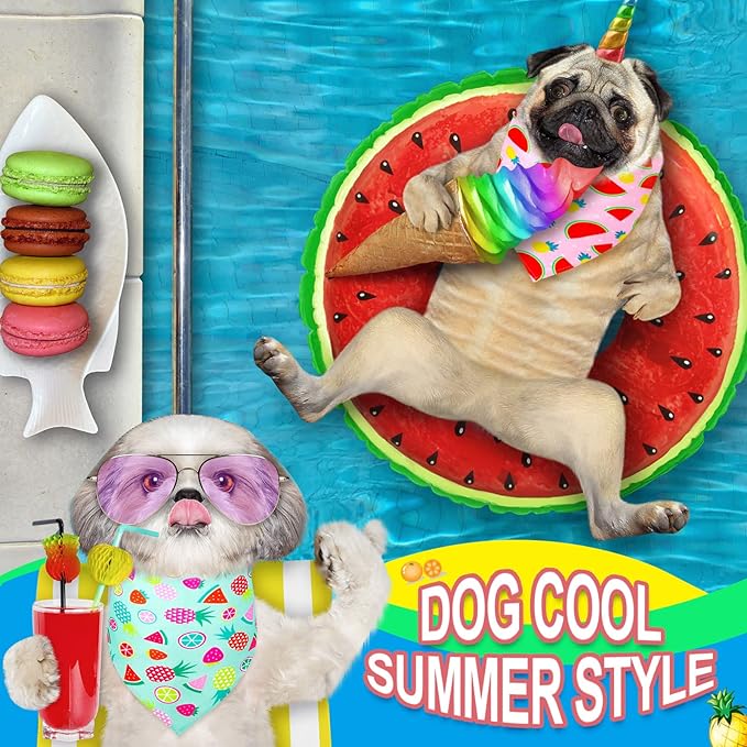 Eccliy 30 Pack Spring Dog Bandanas Bulk Summer Fruit Pet Bandanas Soft Triangle Dog Scarfs Polyester Bandana Pet Costume Cute Scarf Bibs with Flowers Patterns for Small Medium Large