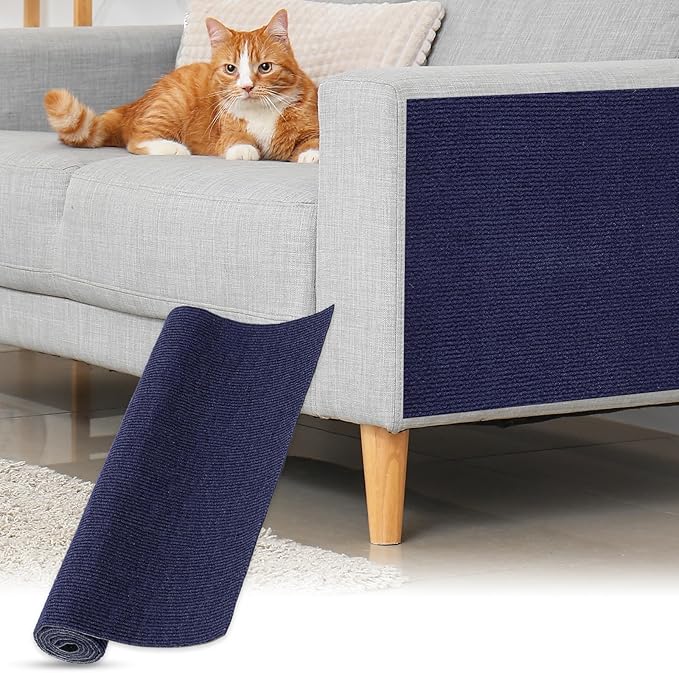 uxcell Self-Adhesive Cat Scratching Mat, 1 Roll 39.4" x 23.6" Couch Protector from Cat Claws for DIY Sofa, Wall, Doors, Cut Anti Cat Scratch Pad Carpet Mat, Dark Blue