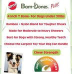 SPOT Bam-Bones Plus T-Bone, Bamboo Fiber & Nylon Dog Chew, Durable for Aggressive Chewers, Non-Splintering, for Adult Dogs & Teething Puppies Under 30lbs, 4in, Chicken Flavor