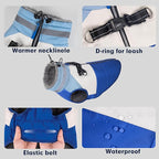 azuza Dog Jacket for Small Dogs Waterproof Dog Coat with Reflective Strips and Harness Built in Warm Fleece Dogs Winter Coat Windproof with Back Zipper, Blue L