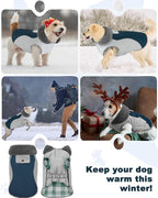 Doglay Dog Jacket Waterproof Dog Coat, Reflective Cold Weather Winter Coat, Adjustable Turtleneck Fleece Puppy Snow Jacket with Harness Hole for Small Medium Large Dogs