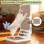 Cat Scratcher Cat Scratch Pad L Shape Wall Mounted Dual Use (Vert/Horiz) Kitten Bunifa Scratching Card Board Vertical Post with Ball Toys Feathers,Protecting Furniture Core is Replaceable Large White