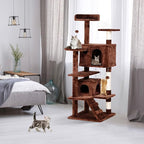 ZENY 53 inches Cat Tree with Sisal-Covered Scratching Posts and 2 Plush Rooms Cat Furniture for Kittens (Brown)