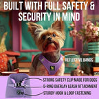 EcoBark Small Dog Harness - Step in Reflective Soft Luxury Mesh Ultra Padded Harness for Puppies, Toy Breeds, and Small Dogs - Comfortable & Secure Halter - Adjustable Pet Vest Wrap (Small, Lavender)
