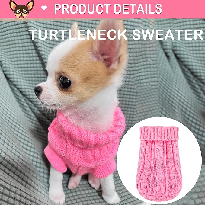 2 Pack Dog Sweaters for Small Dogs, Chihuahua Yorkie Sweater, Dog Clothes for Small Dogs, Winter Warm Pullover Clothing, Pet Cat Cold Weather Puppy Clothes Outfits L