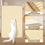 Paceray Cat Scratching Mat, 2 Pack Natural Sisal Scratching Pad for Indoor Cats, Perfect Wall Scratchers with Tape for Couch, Sofa and Carpet Protection (23.6" x 15.7")