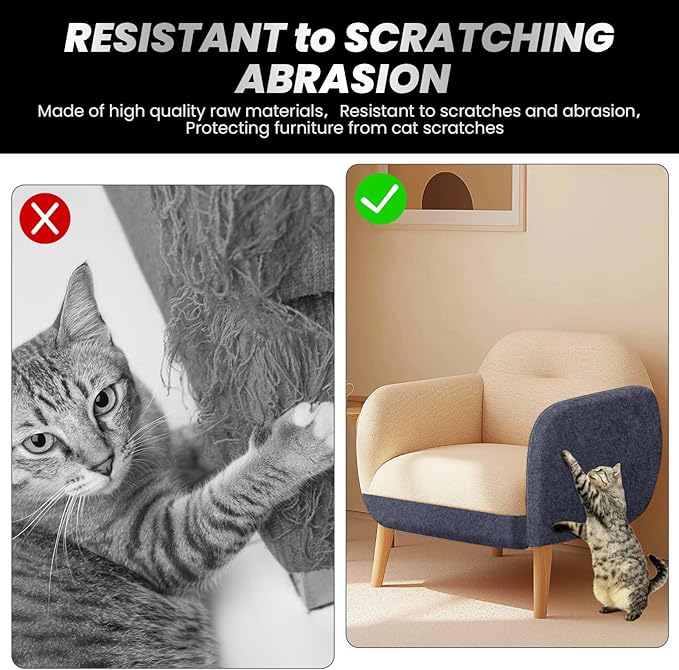Cat Scratch Furniture Protector - 78.7" x 15.8" Ultra-Durable Couch Scratch Protector from Cats, No Shedding, Fits Any Furniture, Includes Nano Adhesive and Rotating Nails, Furniture Savior (Gray)