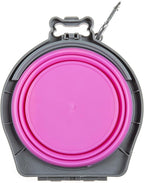 Loving Pets Bella Roma Double Diner Collapsible Dog Bowls - Silicone Dog Bowls, Foldable Bowl, Puppy Essentials & Hiking Pet Supplies Great for Home & Travel (Pink, Small)