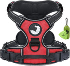 Joytale No Pull Dog Harness Medium Sized Dog, Reflective Pet Vest with Front Clip, Adjustable Soft Padded Harnesses with Easy Control Handle for Training and Walking, Red, M
