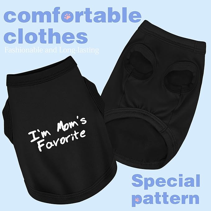 Cozy Sleeveless Canine Wear Dog Clothes, Soft, Lightweight, and Breathable Cotton Dog Shirt with I'm Mom's Favorite Print.Vest Tank Top Ideal for Small, Medium, and Large Breeds Black XS