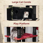 Gothic Cat Tree for Large Cats, 78.7"(200cm) Tall Cat Tower for Indoor Cats Multiple Cats with Large Top Perch, Cat Condo, Cat Hammcok, Cat Scratching Post, Black and Red GCT031BR