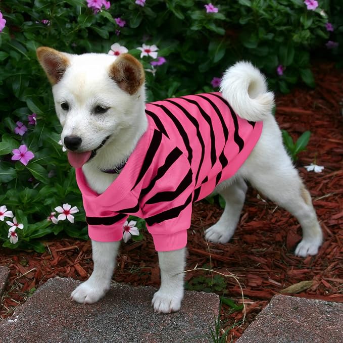 Pet Dog Striped T-Shirt Dogs Cats Cotton Vest Spring Summer Pet Apparel Tee Shirt Suitable for Small and Medium Large Pets French Bulldog Bichon