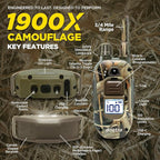 Dogtra 1900X Camouflage E-Collar - 3/4 Mile Range, Dogs 45 lbs+, IPX9K Waterproof, 100 Stimulation Levels, Vibration, Tone, Rechargeable - Ideal for Dog Owners and Professional Trainers
