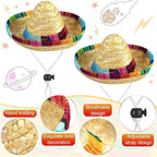 8 Pcs Mexican Dog Costume Sombrero Mexican Hats Dog Sombrero Hats and Colorful Stripe Dog Bandana Pet Triangle Bib Pet Scarf for Fiesta Cinco de Mayo Pets Accessories