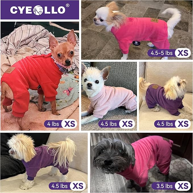 cyeollo Dog Pajamas Extra Small, Soft Fleece Pet Onesie Coat for Small Dogs Pjs Warm Puppy Stretchable Jumpsuit Cold Weather Dog Clothes Outfits, Green XS
