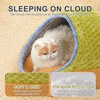 Jiupety Cute Cat Beds for Indoor Cats, Cave Bed for Kittens, Hideaway Cat House & Tent with Anti-Slip Bottom, Washable Removable Cushion, M(16"x16"x13"), Green