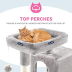 Allewie 29 Inches Cat Tree Tower/Plush Perches Platform/Condo/House/Sisal Scratching Posts/Multi-Level Activity Center Furniture for Kittens/Grey