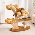 797Audio Flower Cat Tree, 37" Wood Branch Cat Tower, Pink Cloud Cat Tree with Scratching Post for Indoor Adult Cats, Luxury Cat Tree with Mushroom Cat Scratcher & Interactive Squeaky Toy