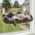 Homegroove Cat Window Perch, 24 x 12 Inch Foldable Cat Hammock for Window with 4-Sided Bolster & 4 Large Suction, Cloud Shape Cordless Window Bed for Indoor Cats (Gray, Large(24'' x 12''))