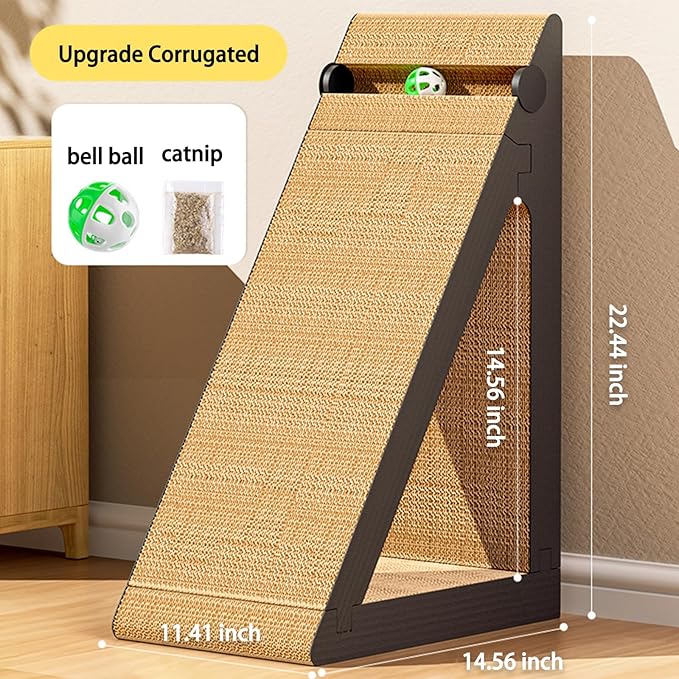 Cat Scratcher Board for Wall and Couch, 22.44 x 14.56 x 11.41 Inch Corrugated Paper, Vertical Cat Scratching Post, Durable Scratch Pad for Claw Sharpening, Non-Shedding for Indoor Cats