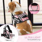 Service Dog Vest Harness and Leash Set, Animire in Training Dog Harness with 10 Dog Patches, Reflective Dog Leash with Soft Padded Handle for Small, Medium, Large, and Extra-Large Dogs(Pink,L)