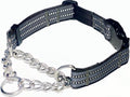 Martingale Collars for Dogs, Heavy Duty Stainless Steel Chain Training Collar, Reflective Nylon Adjustable Collar with Quick Release Buckle, Suitable for Puppy Medium Large Dogs (Gray, XS)