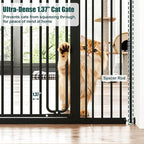 keny 51" Extra Tall Pet Gate, 29.7"-46" Wide Adjustable Cat Gate for Doorway, Hallway, Stairs, Auto-Close & Pressure Mounted, No Drilling, Black
