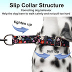 Martingale Dog Collar with Buckle Adjustable Nylon Limited Slip No Pull Training Floral Dog Collars (Black Pink Red, XLarge)