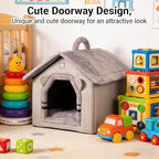 Lovely Cat Bed for Indoor Cats, Cartoon Pattern Cat Cave Bed with Handle Design, Soft Cat Hideaway Indoor Cat House for Kitten, Puppy & Small Pets (L)