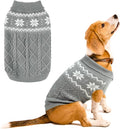 Warm Winter Dog Sweater - Cold Weather Pet Clothes for Small Medium Large Dogs Indoor Outdoor, Soft Classic Knit Puppy Apparel, Grey, SM