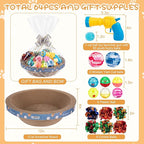 Zopeal 64 Pcs Easter Cat Toy Gift Set Magic Cat Scratcher Board Ball Launcher Gun Crinkle and Yarn and Plastic Bell Ball Kitten Toy with Bow for Pet Interactive Engaging Gift(Bowl Shape)