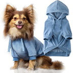 Cooper II Organic Cotton Velour Dog Hoodie Pet Coat for Small, Medium and Large Dogs, Faded Denim, Medium (20-45 lbs)
