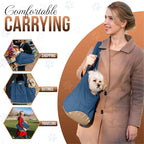 Plush Dog Purse Carrier for Small Dogs, Soft Dog Tote Bag with Safety Harness Clip, Cozy Pet Carrier for Dogs Under 15 lbs, Comfortable Dog Shoulder Carrier for Travel, Dark Blue