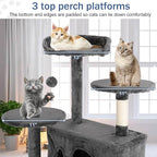 Cat Tree 70 Inches Cat Tower for Indoor Cats Multi-Level Cat Condo with Litter Box Enclosure,Scratching Posts for Indoor Cats (Ashy)