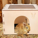 Woiworco Wooden Rabbit Hideout Castle for Easter Day, Rabbit Houses and Hideouts, Wooden Rabbit Bunny Hideout for Indoor Bunnies Chinchilla, Hamsters and Guinea Pigs Hut to Hide